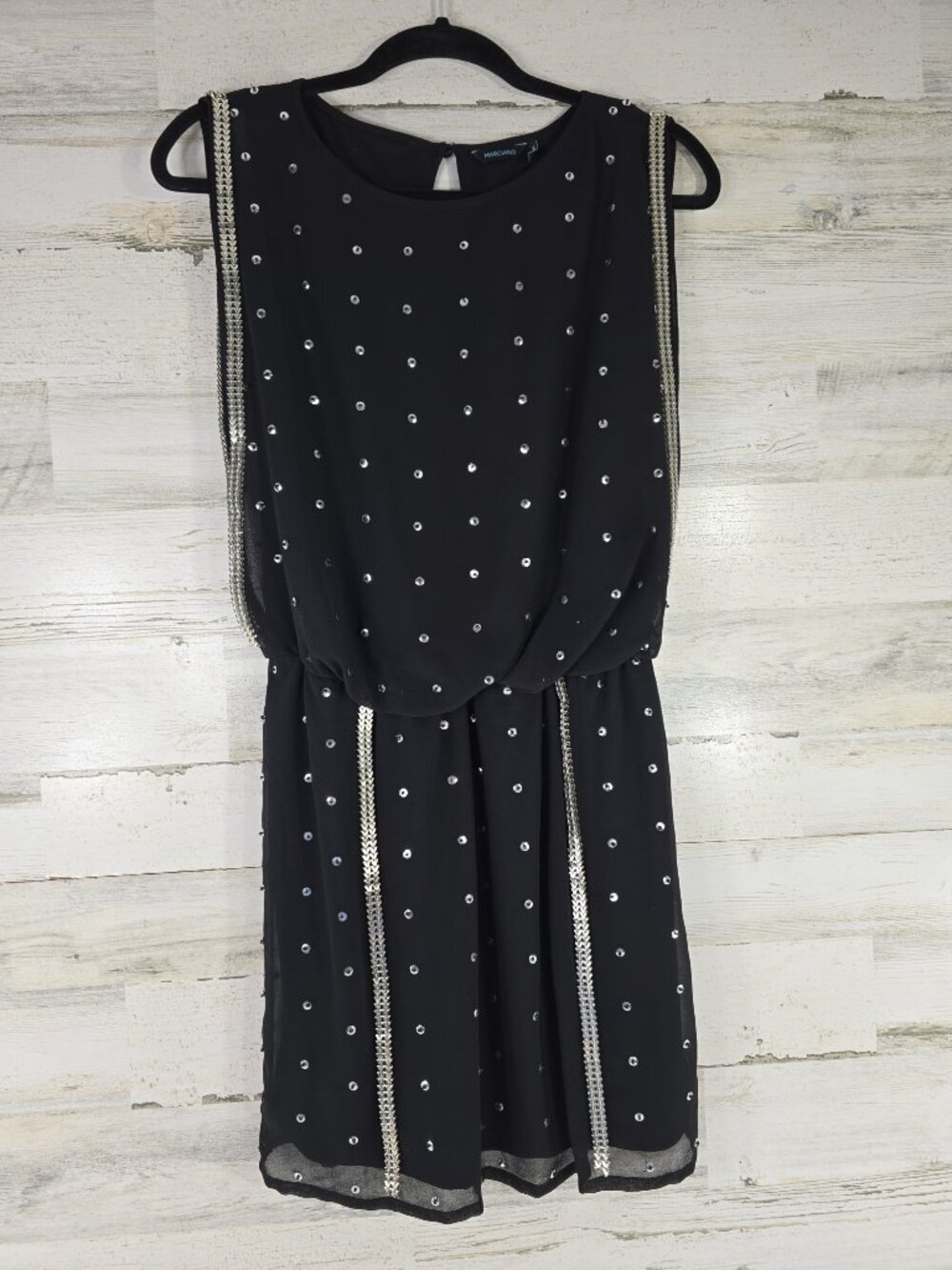 MARCIANO Black Sequin Chain Trim Sleeveless DRESS Size M GLAM PARTY WEAR *EUC*..